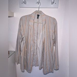 women’s blazer off white with yellow and red stripes